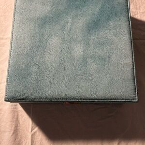 Turquoise Faux Suede Jewelry Box 10x10in Multi Compartments